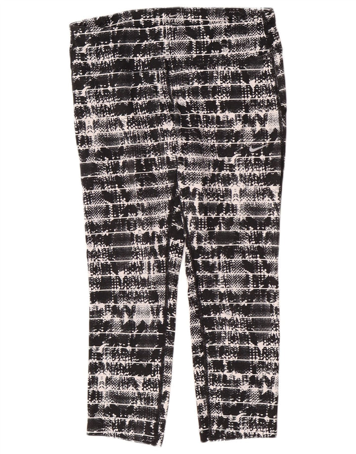 Nike Damen Capri-Leggings UK 12 Mittelschwarzes geometrisches Polyester