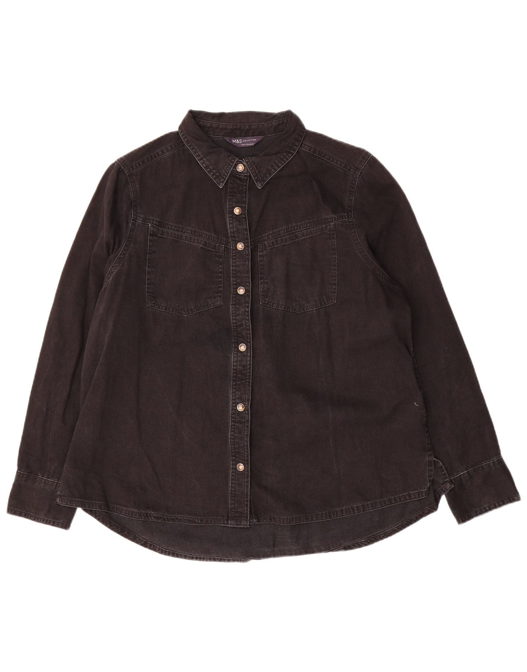 Marks & Spencer Damen Jeanshemd UK 16 Large Schwarz Baumwolle