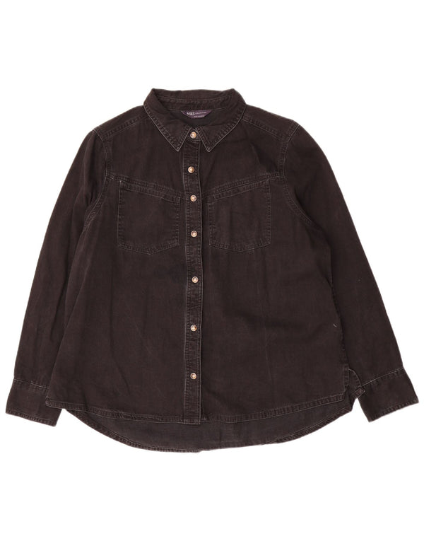 Marks & Spencer Damen Jeanshemd UK 16 Large Schwarz Baumwolle