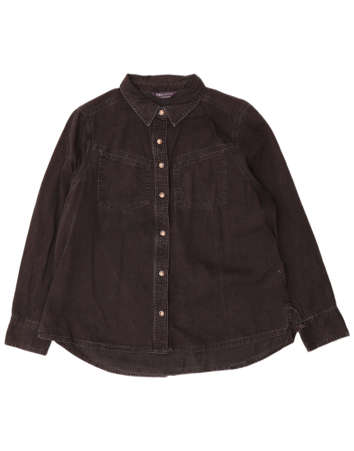 Marks & Spencer Damen Jeanshemd UK 16 Large Schwarz Baumwolle