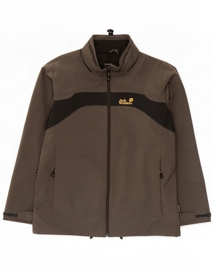 Jack Wolfskin Herren Regenjacke UK 36/38 Mittelgraues Colourblock-Polyamid