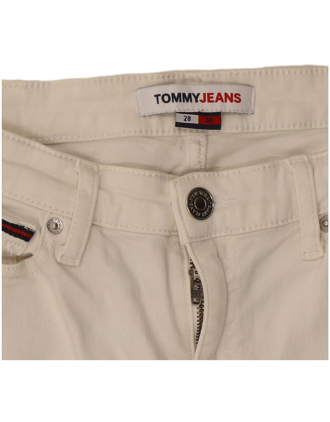 Tommy Hilfiger Damen-Cropped-Jeans, W28, L25, weiße Baumwolle