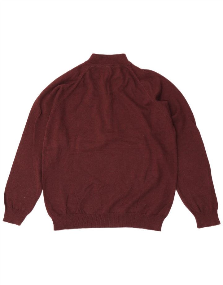 Marks & Spencer Herren Blauer Harbour-Pullover mit Knopfleiste und mittlerem Kastanienbraun