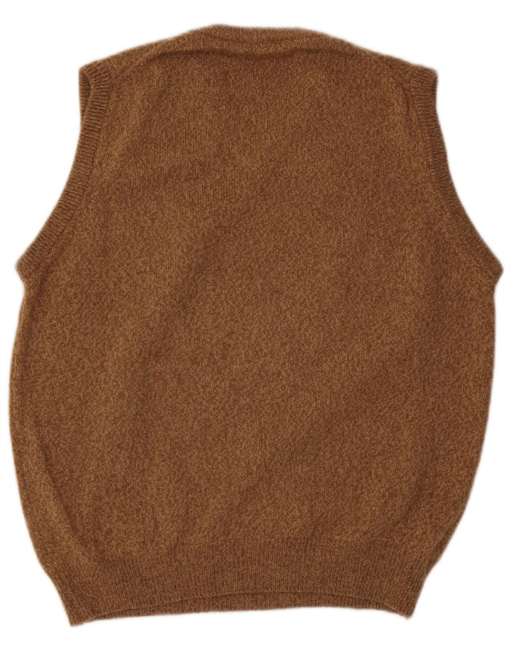 Henry Cottons Herren-Weste-Tanktop aus mittelbraun gesprenkelter Wolle