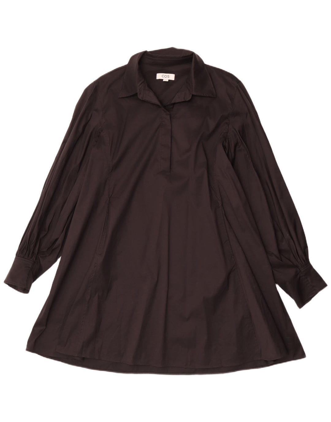Cos Damen-Langarmkleid in A-Linie, EU 44, mittelschwarz, Baumwolle