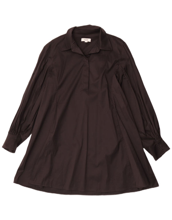 Cos Damen-Langarmkleid in A-Linie, EU 44, mittelschwarz, Baumwolle