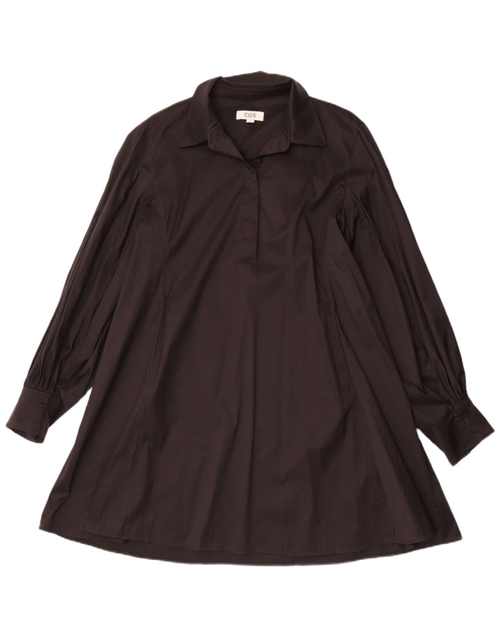 Cos Damen-Langarmkleid in A-Linie, EU 44, mittelschwarz, Baumwolle