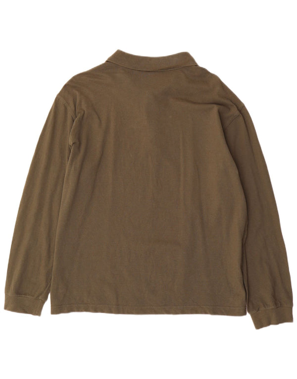 Navigare Herren-Langarm-Poloshirt, 3XL, Khaki, Baumwolle