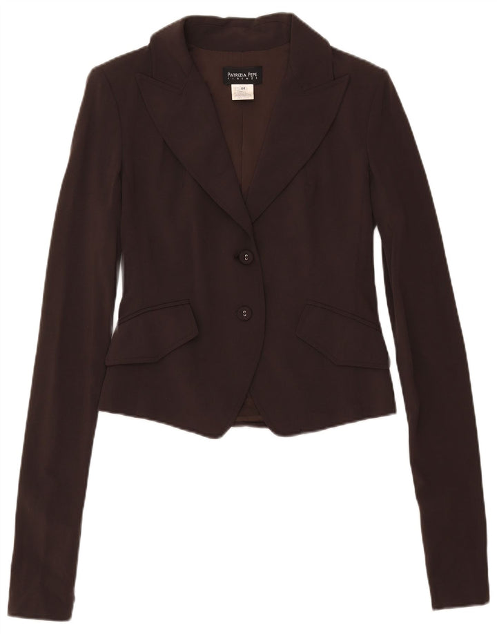 Patrizia Pepe Damen 2-Knopf-Blazerjacke IT 44 Mittelbraune Wolle