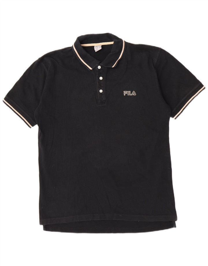 Fila Herren-Poloshirt, groß, schwarz gestreift, Baumwolle