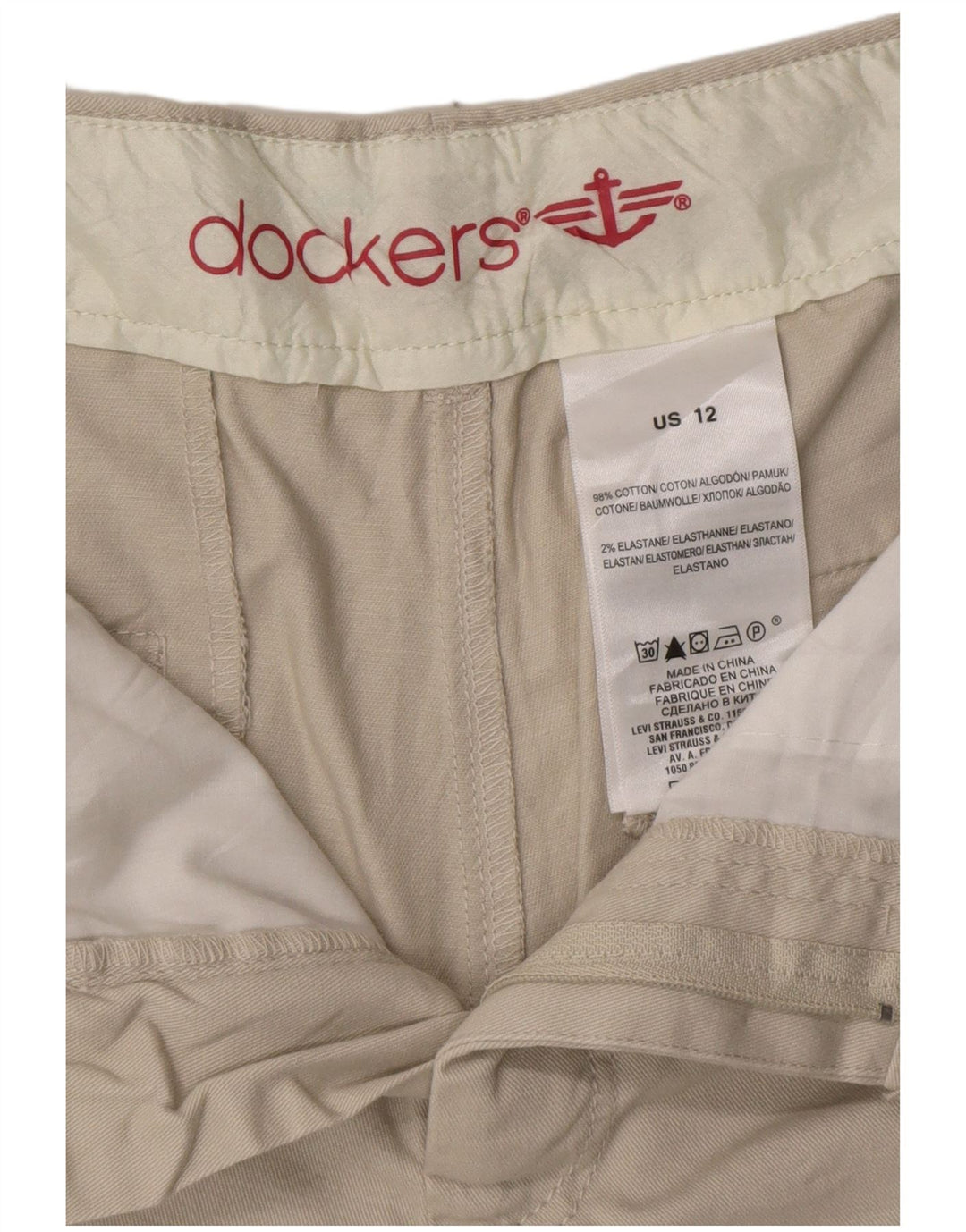 DOCKERS Damen Chino-Shorts US 12 Large W33 Graue Baumwolle