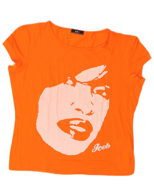 Iceberg Grafik-T-Shirt für Damen, UK 18, XL, Orange, Baumwolle