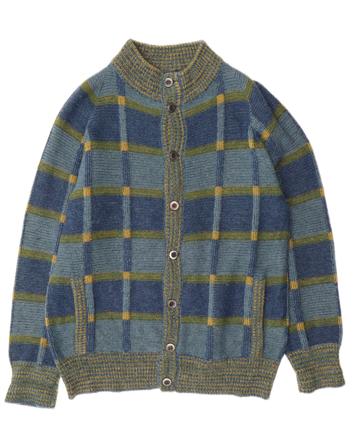 Vintage Herren Cardigan Pullover IT 52 Large Blue Check
