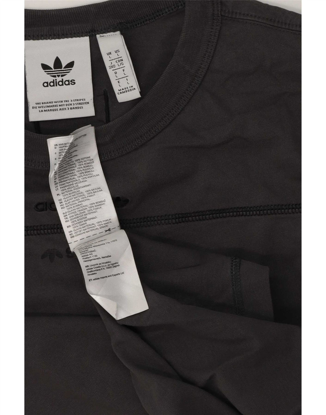 Adidas Herren T-Shirt Top Large Grau Baumwolle