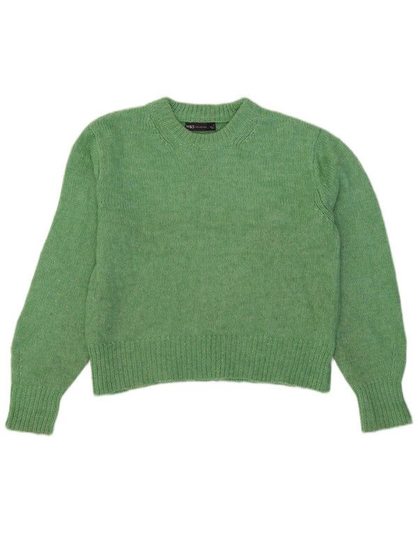 Marks & Spencer Damen Crop Crew Neck Pullover Pullover UK 10 Small Grün