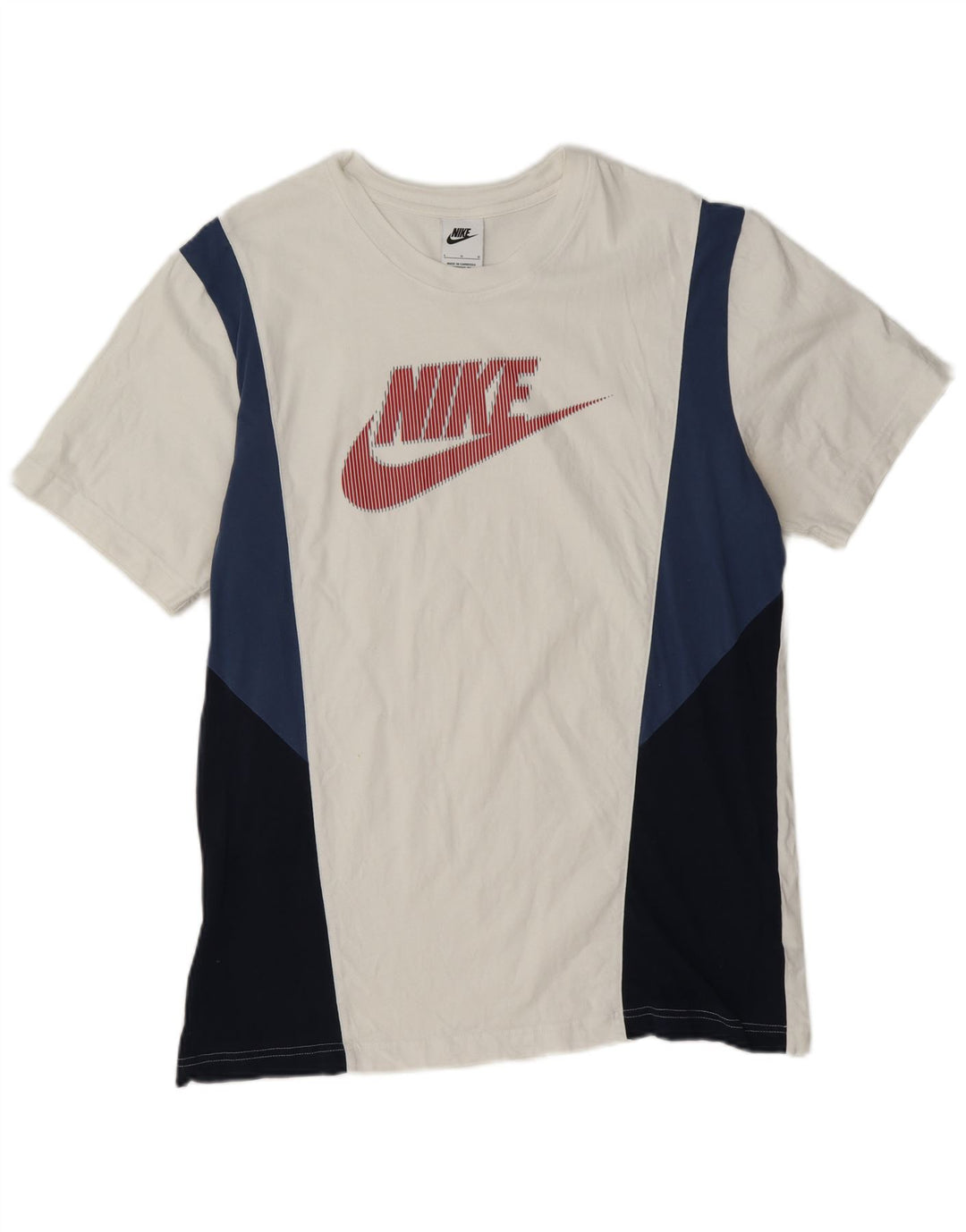 Nike Herren-T-Shirt mit Grafik, Größe L, aus weißer Colourblock-Baumwolle