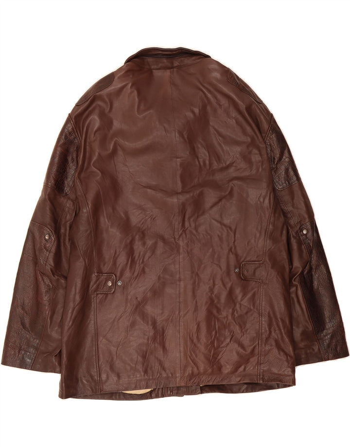 VINTAGE Mens Leather Jacket IT 52 XL Brown Leather Vintage Vintage and Second-Hand Vintage from Messina Hembry 