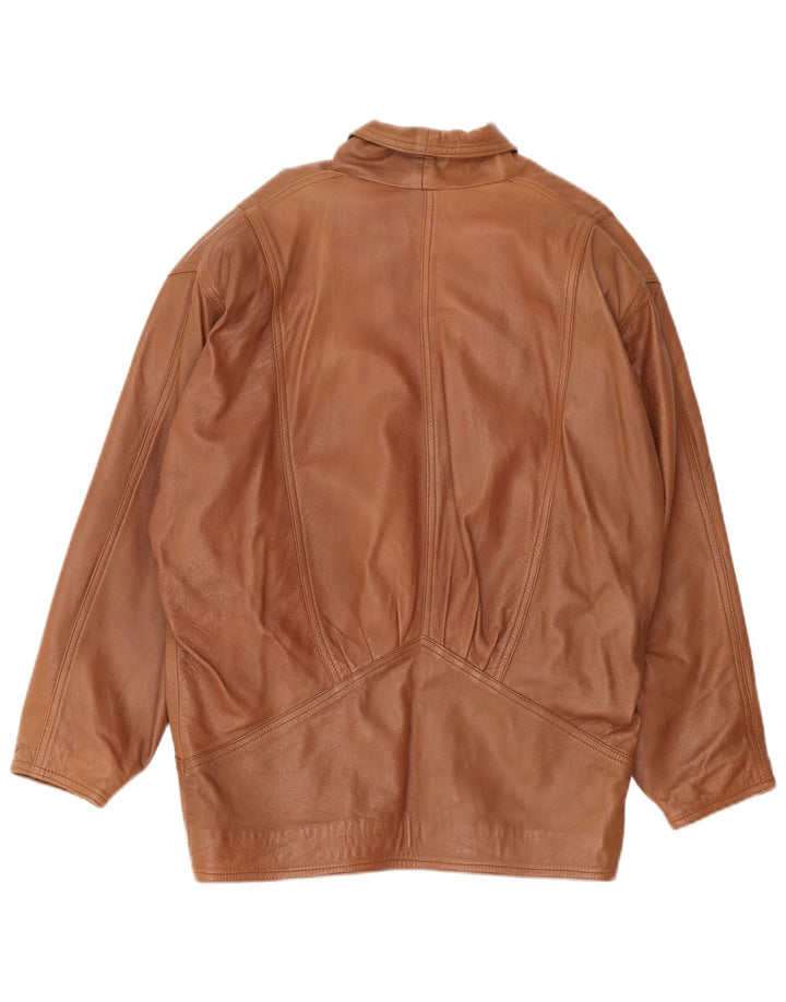 Vintage Damen Übergroße Lederjacke UK 18 XL Braunes Leder