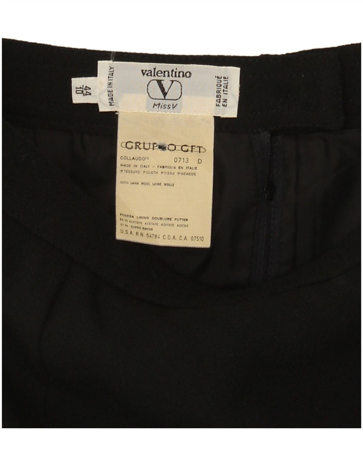 Valentino Damen Gerader Rock IT 44 Medium W28 Schwarze Wolle
