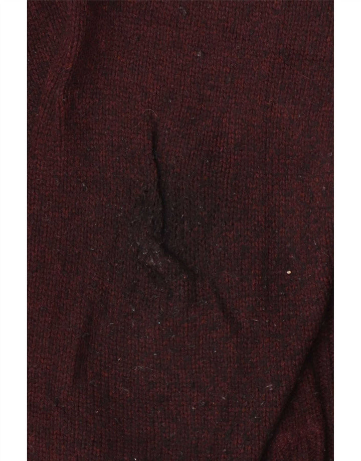 Marks & Spencer Herren-Pullover mit Reißverschluss am Hals, groß, burgunderrote Lammwolle