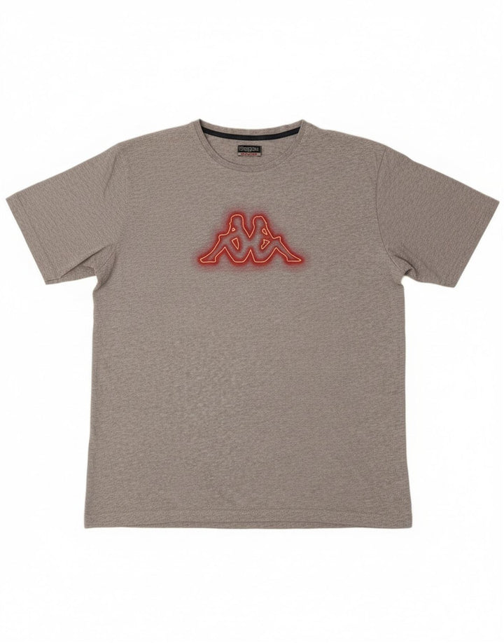 Kappa Herren Grafik T-Shirt Top 2XL Grau Baumwolle