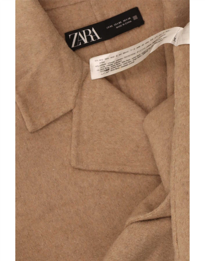 Zara Damen Übergroßer Mantel UK 6 XS Beige Wolle