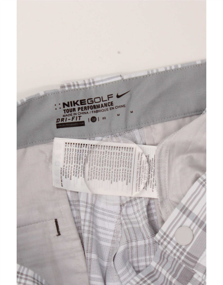 Nike Herren Dri Fit Chino Shorts W32 Mittelgrau kariertes Polyester
