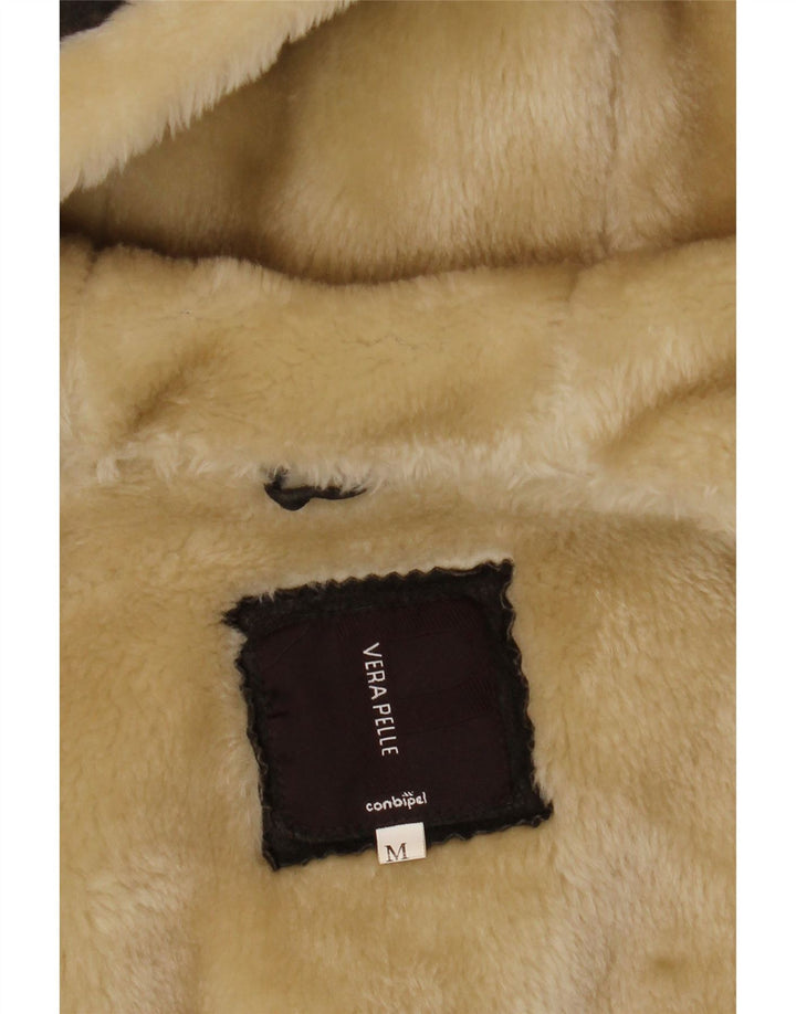 Conbipel Damen Lammfelljacke mit Kapuze, UK 14, mittelgraues Leder