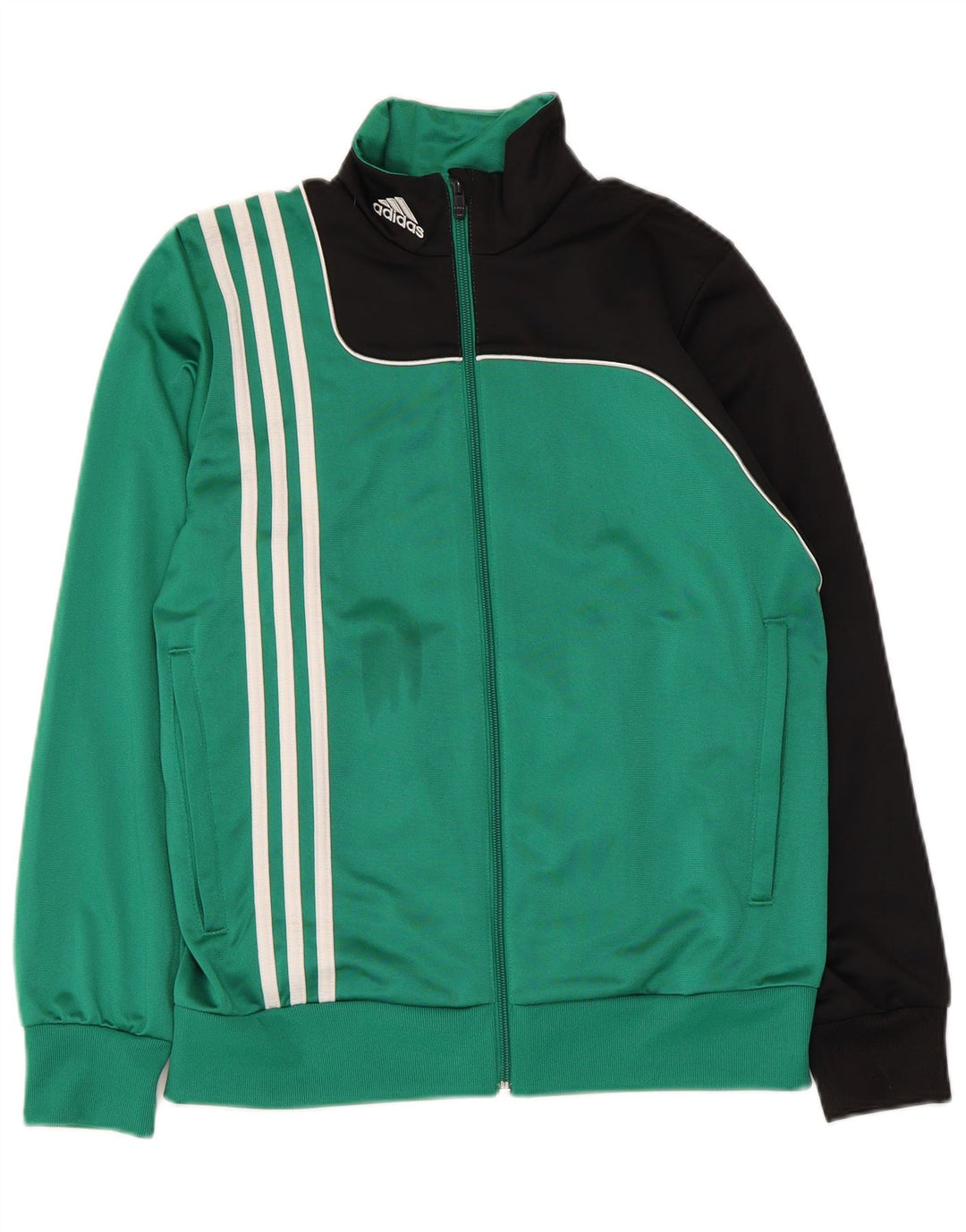 Adidas Jungen-Trainingsanzug-Top-Jacke, 13–14 Jahre, grünes Farbblockdesign