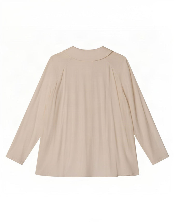 Benetton Damen-Hemdbluse in Übergröße, IT 44, mittlere, cremefarbene Viskose