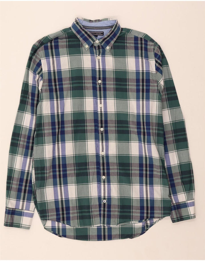 TOMMY HILFIGER Mens New York Fit Shirt Medium Green Check