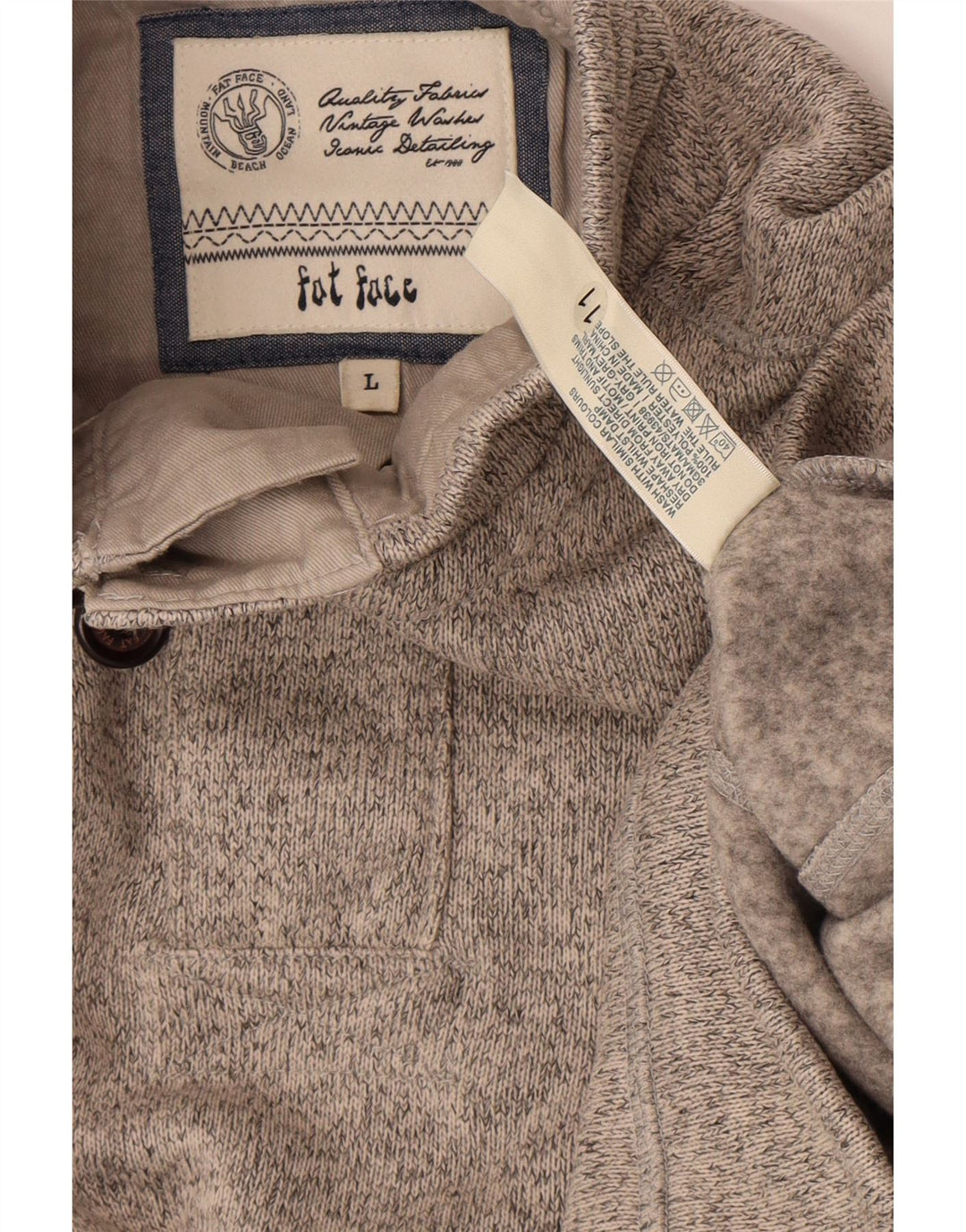 FAT FACE Herren-Sweatshirt „Airlie“ mit Knopfkragen, groß, grau gefleckt