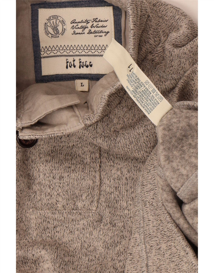 FAT FACE Herren-Sweatshirt „Airlie“ mit Knopfkragen, groß, grau gefleckt