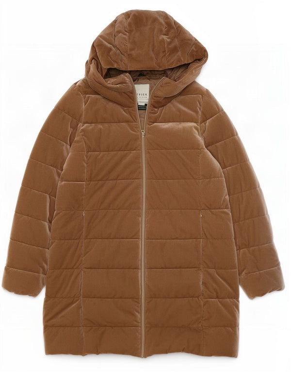Geox Womens Respira Hooded Wattierter Mantel UK 16 Large Braun Polyester
