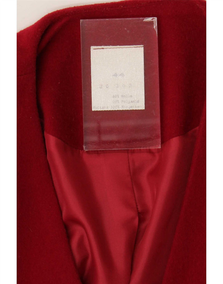 Vintage Damen 3 Knopf Crop Blazer Jacke IT 44 Mittelrote Wolle