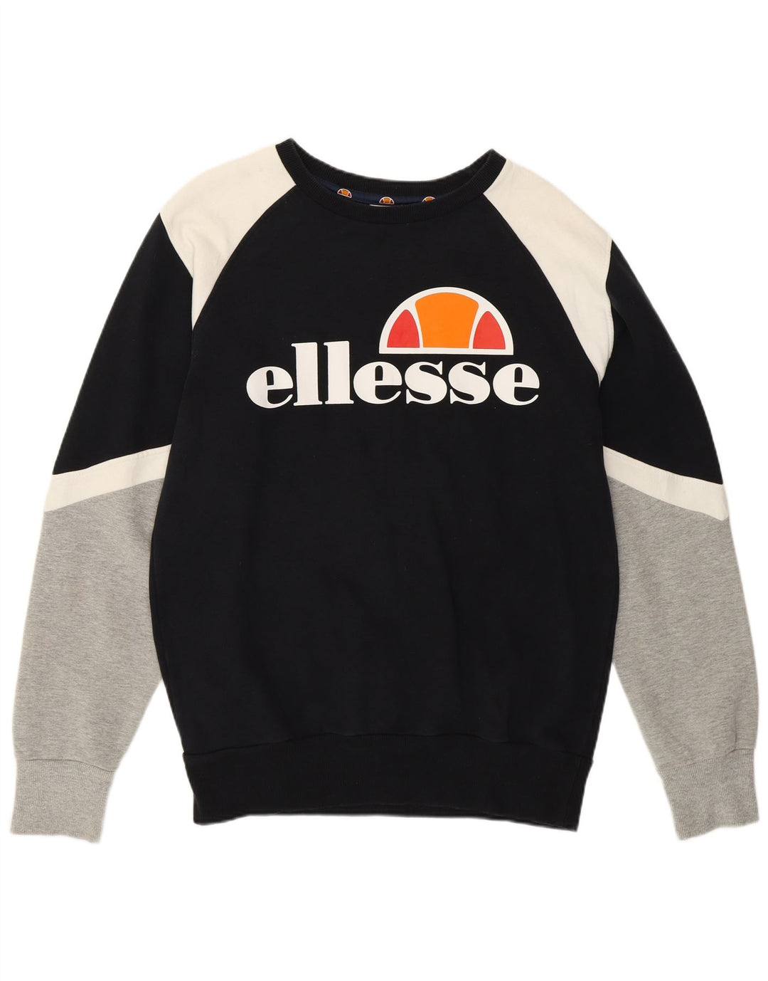 Ellesse Womens Graphic Sweatshirt Pullover UK 10 Small Black Colourblock