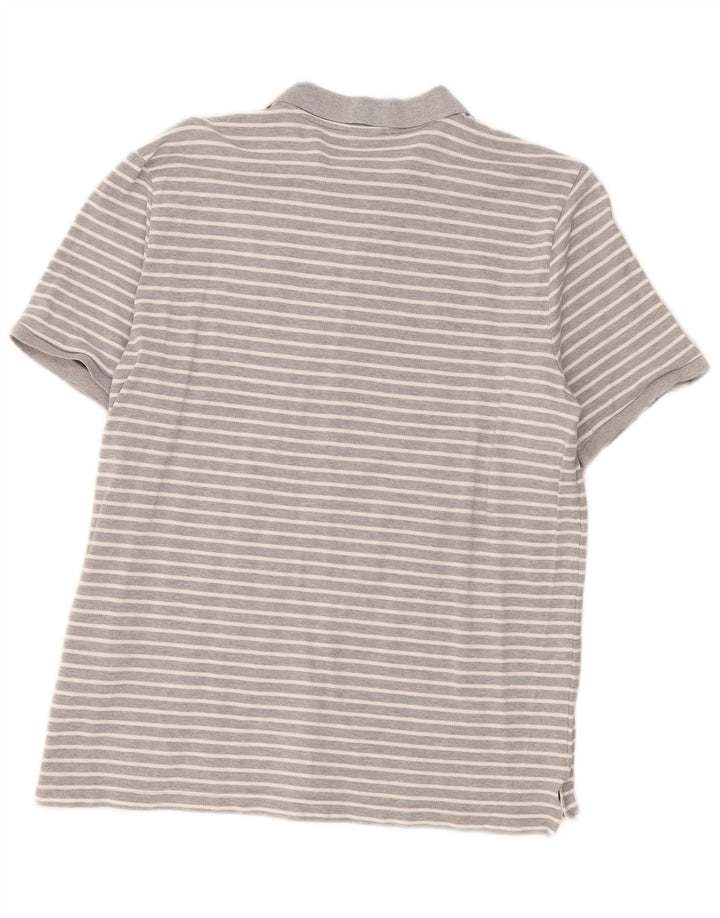 Nike Herren Poloshirt XL grau gestreift aus Baumwolle