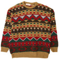 Bluster Herren-Pullover mit Rundhalsausschnitt, Größe 52, groß, braune, geometrische Wolle