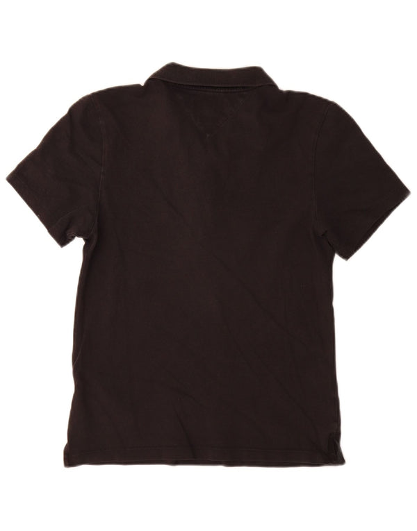 Tommy Hilfiger Damen Slim Poloshirt UK 14 Large Schwarz Baumwolle