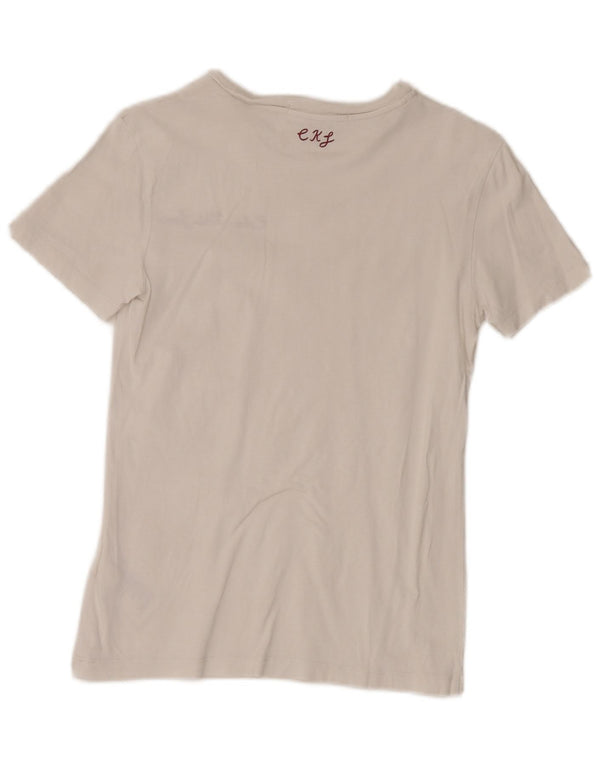 Calvin Klein Jeans Damen T-Shirt Top UK 8 Small Weiße Baumwolle