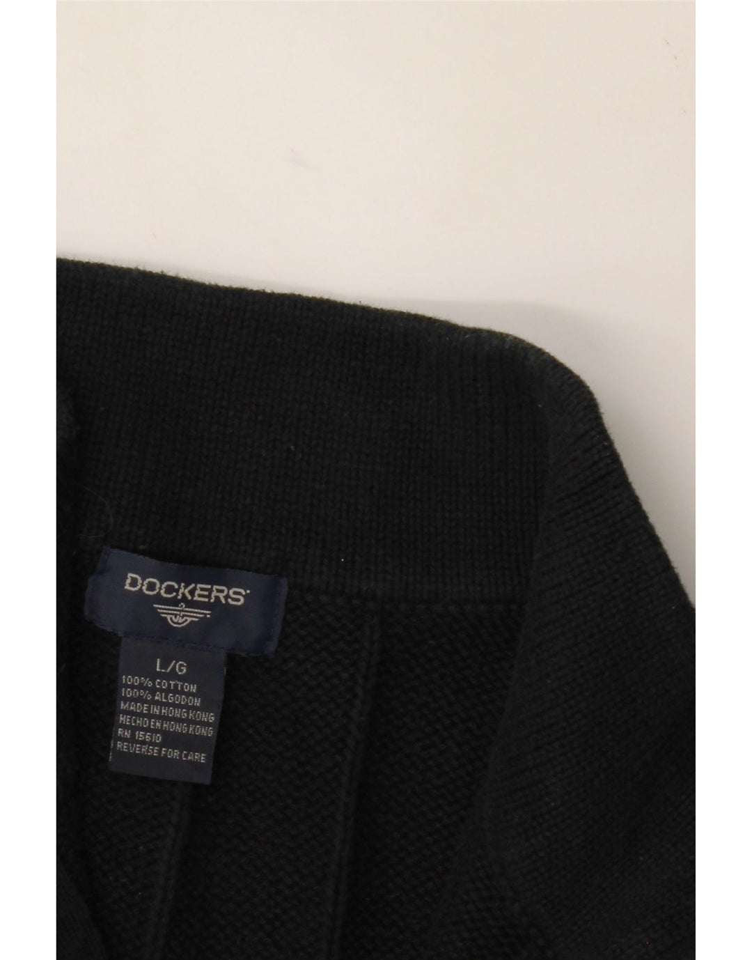 DOCKERS Mens Zip Neck Jumper Sweater Large Black Fair Isle Cotton Vintage Dockers and Second-Hand Dockers from Messina Hembry 