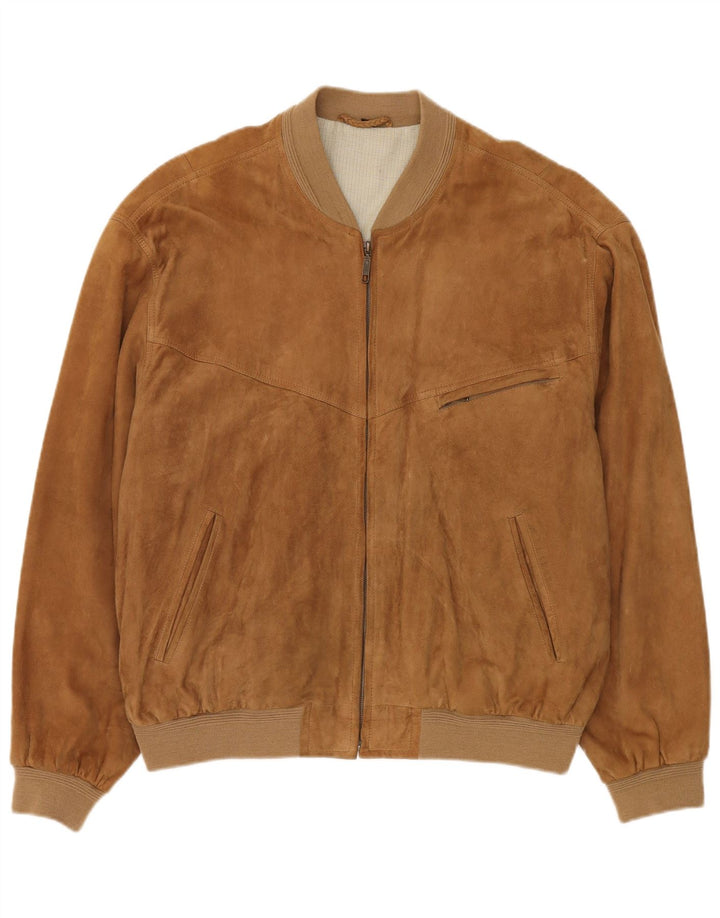 McNeal Herren Wildleder Bomberjacke UK 44 2XL Beige Leder
