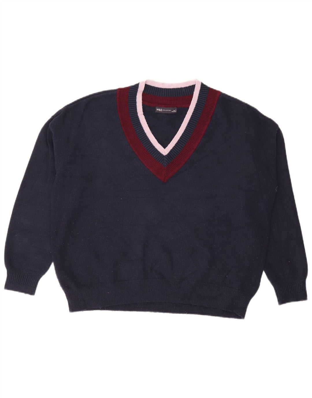 Marks & Spencer Damen-Pullover mit V-Ausschnitt, Größe 40, Marineblau
