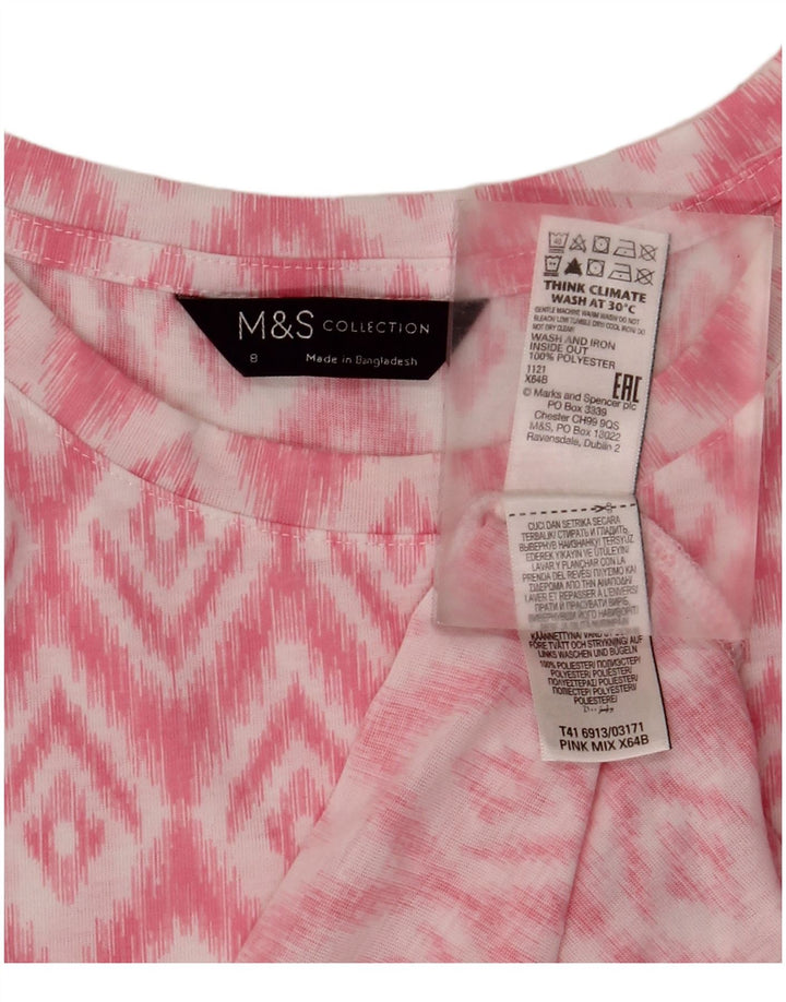 Marks & Spencer Damen-Bluse, ärmellos, Gr. 8, rosa, Ikat-Polyester