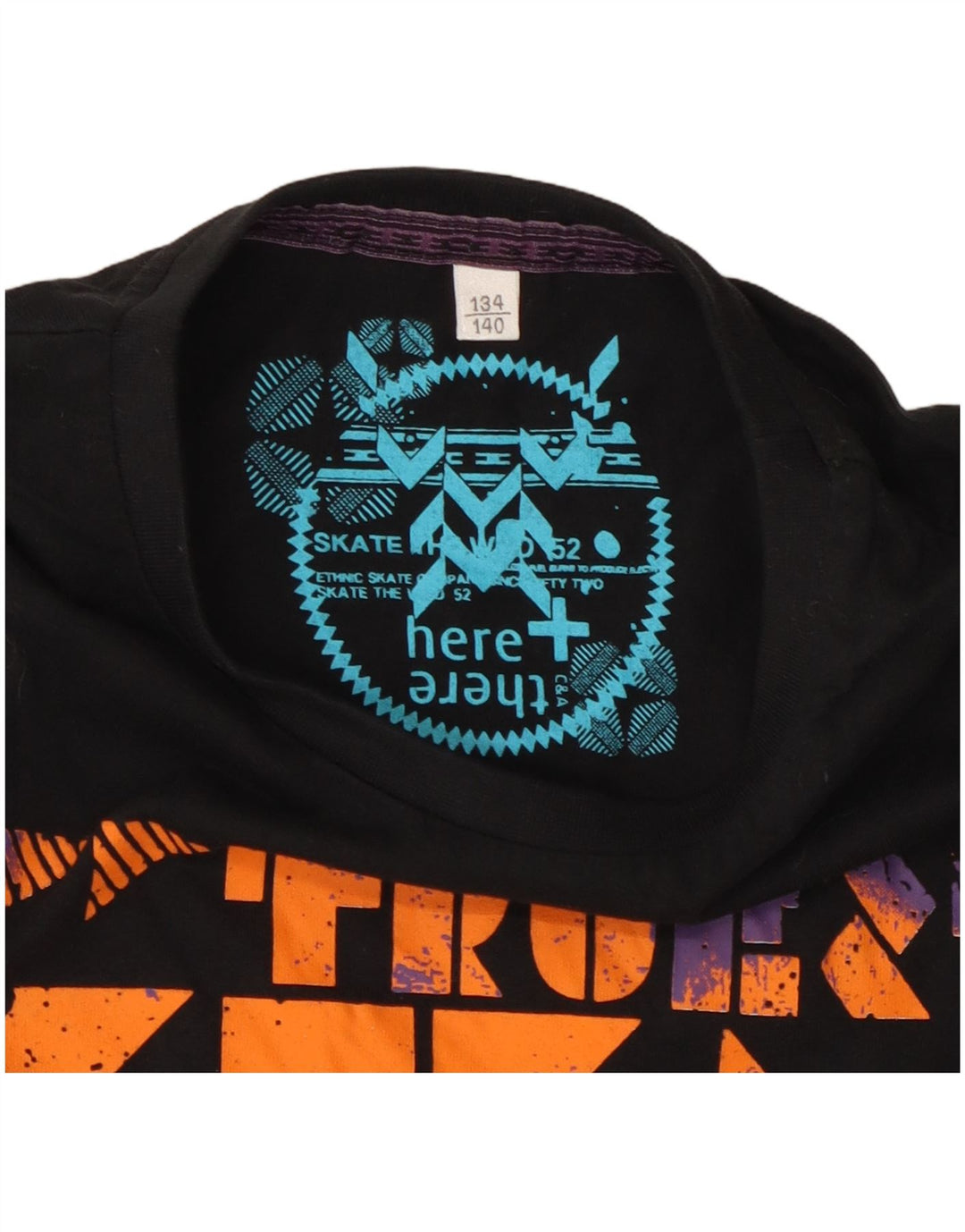 HERE & THERE  Boys Graphic T-Shirt Top 10-11 Years Black Cotton