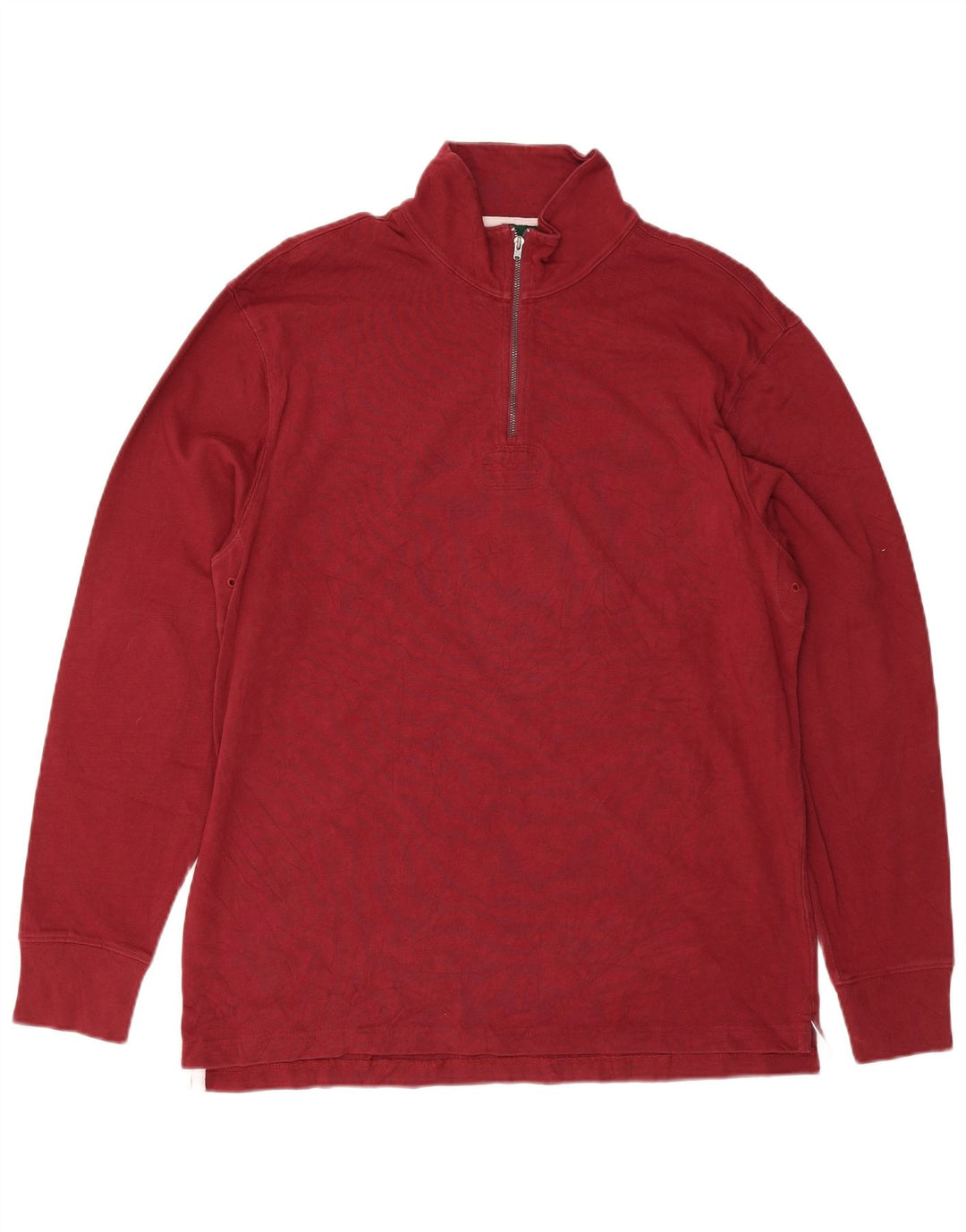 J. CREW Mens Zip Neck Sweatshirt Jumper Large Burgundy