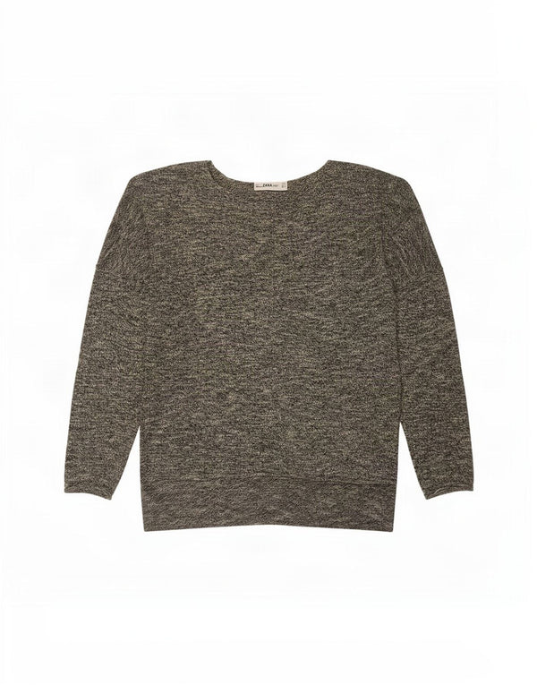Übergroßer Damen-Pullover mit U-Boot-Ausschnitt von Zara, Gr. 10, Größe S, Grau meliert