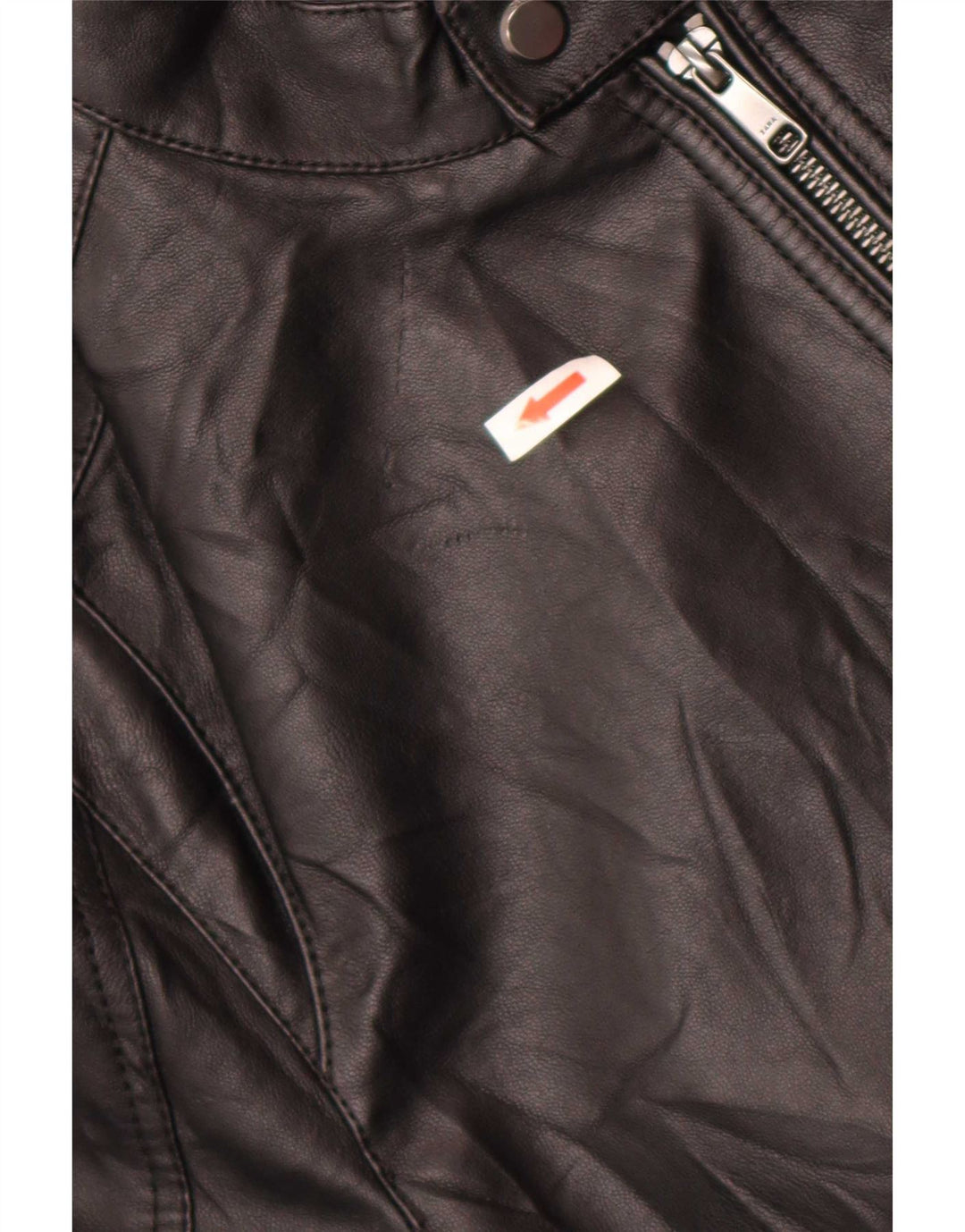 Zara Herren-Bomberjacke aus Kunstleder, Größe 40, Größe L, Schwarz, Polyester