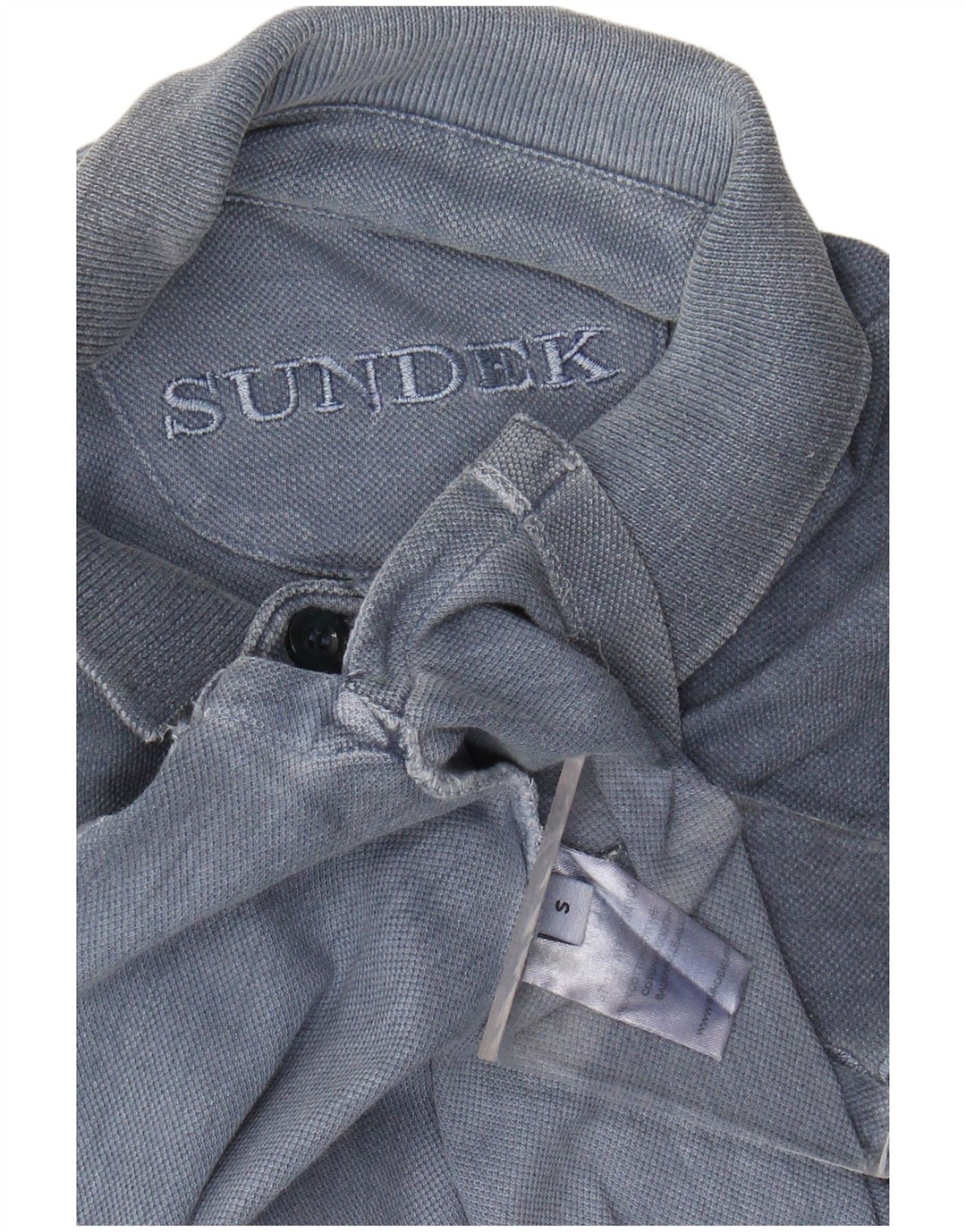 SUNDEK Herren-Langarm-Poloshirt, klein, blaue Baumwolle