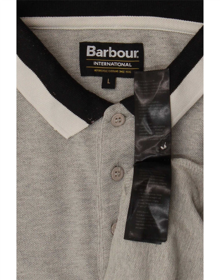 Barbour Herren-Poloshirt, große graue Colourblock-Baumwolle
